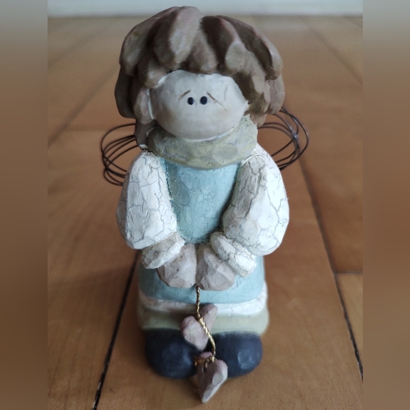 Charming Angel Figurine in Blue and Brown - Picture 2 of 6